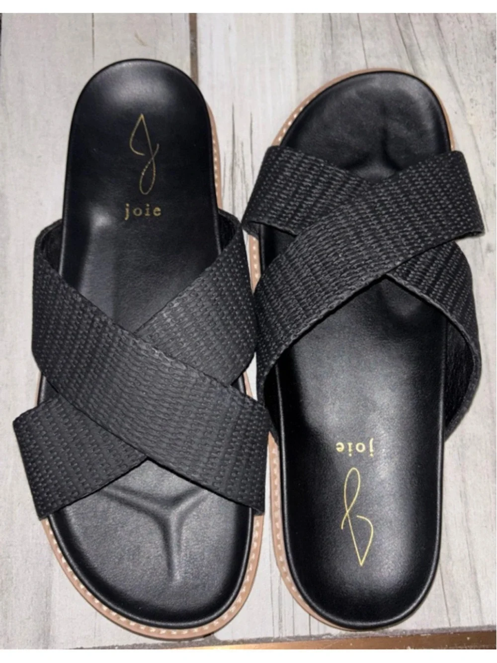 Joie Beachy Woven Minimalist Crisscross Wide Strap Slide Sandals Women’s 10